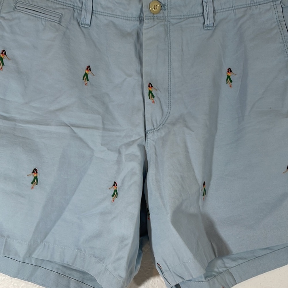 GAP Mens Chino Shorts Hawaiian Hula Girl Print Embroidered With Pockets Sz 38 - Picture 2 of 8